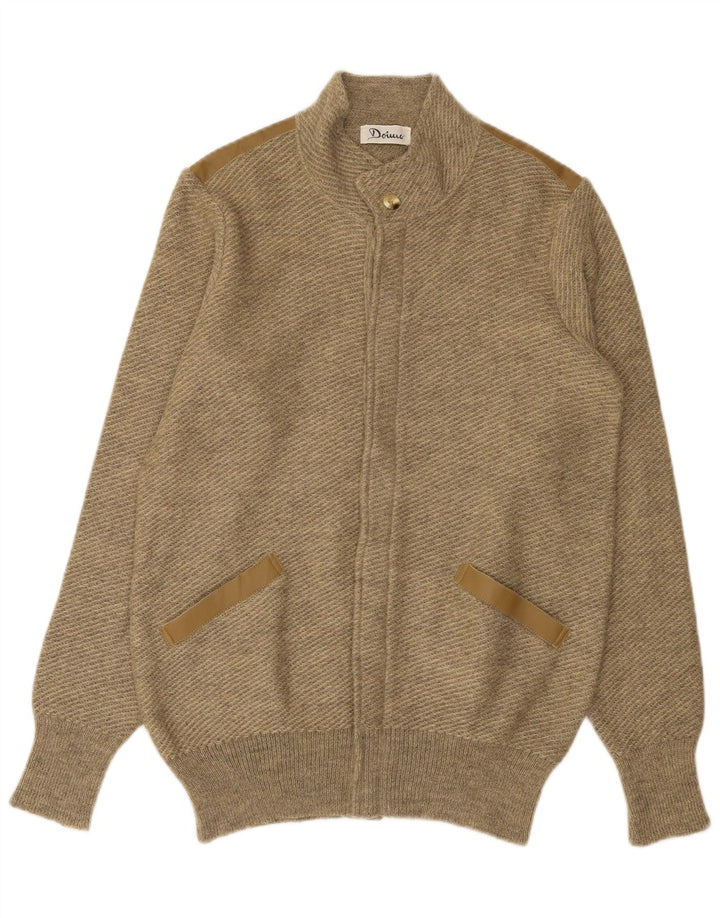 VINTAGE Mens Cardigan Sweater Medium Beige