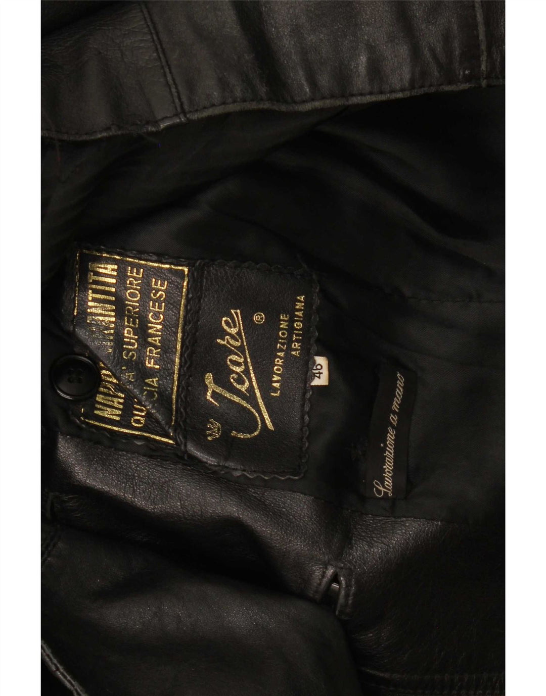 Vintage Womens Double Breasted Leather Jacket IT 46 Large Black