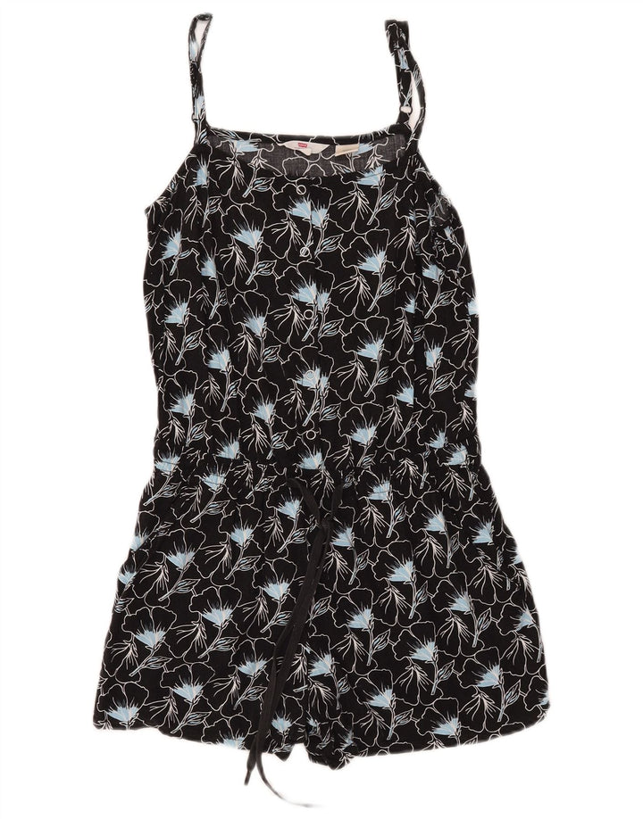 Levi's Womens Sleeveless Playsuit UK 10 Small Black Floral Viscose