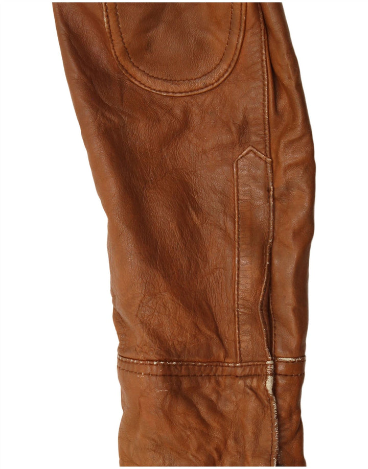 PEPE Jeans Dame Crop Læderjakke UK 18 XL Brun