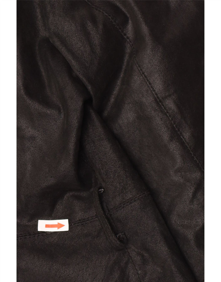 Giacca in pelle da donna vintage IT 46 grande in pelle nera