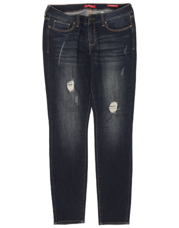 Guess Womens Sienna Mid Rise Curvy Skinny Jeans W34 L32 Blue Cotton
