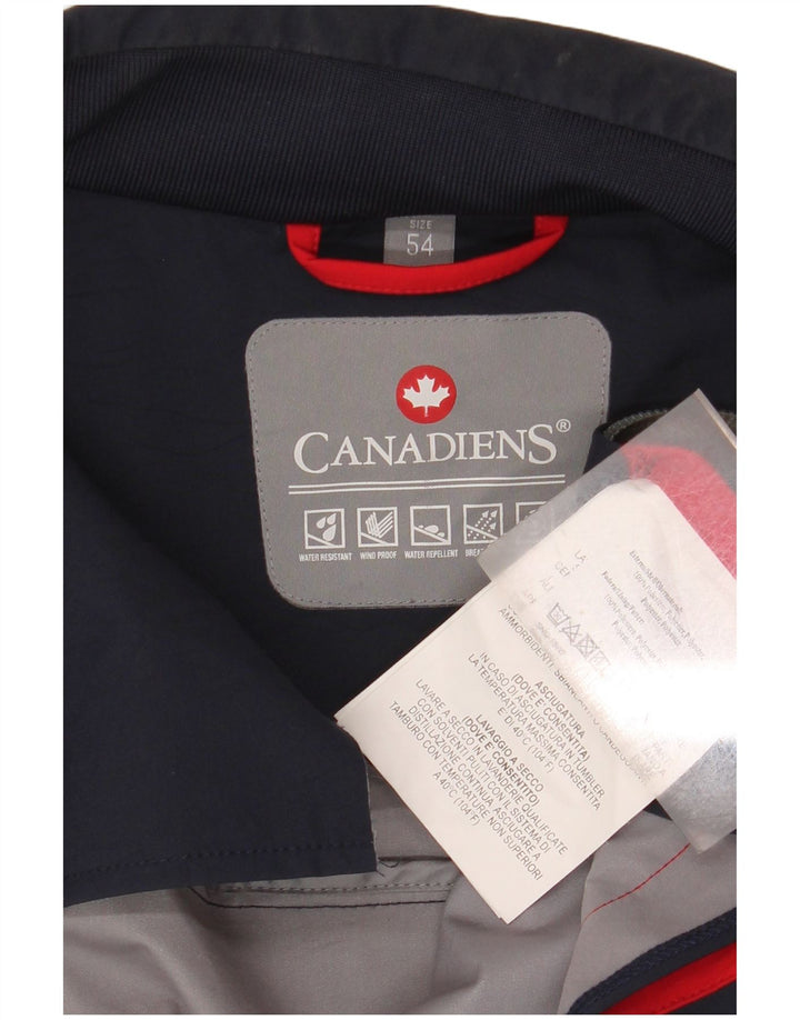 CANADIENS Mens Bomber Jacket IT 54 2XL Navy Blue Polyester