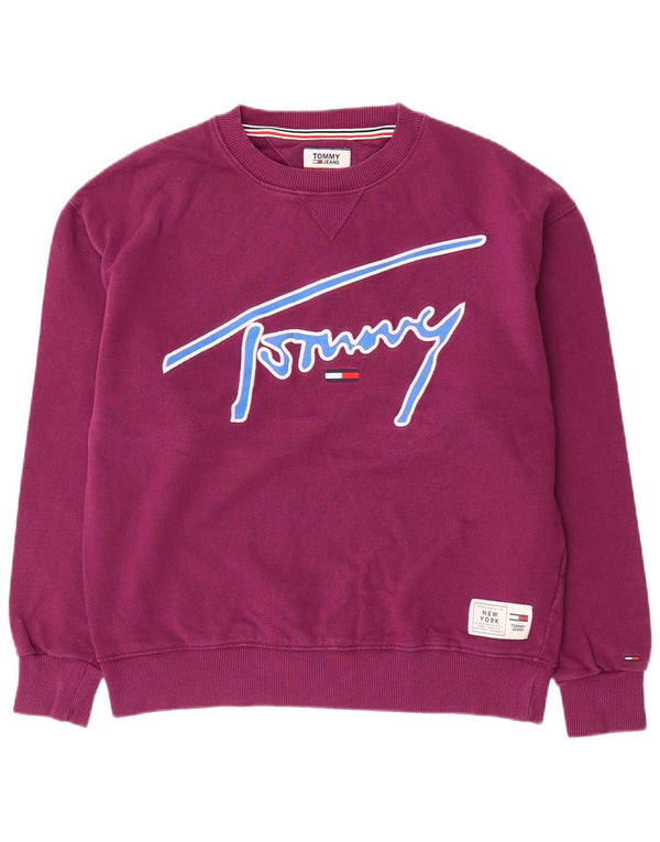 Tommy Hilfiger Mens Graphic Sweatshirt Jumper Small Purple Cotton