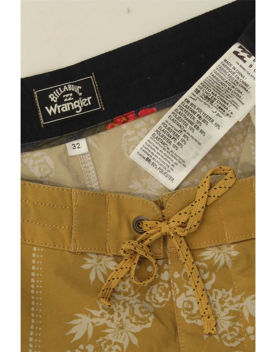 Pantaloncini da bagno da uomo Wrangler in poliestere floreale giallo medio
