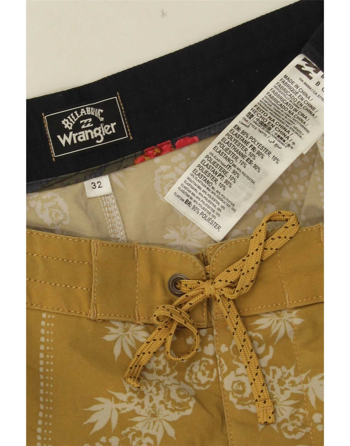 Pantaloncini da bagno da uomo Wrangler in poliestere floreale giallo medio