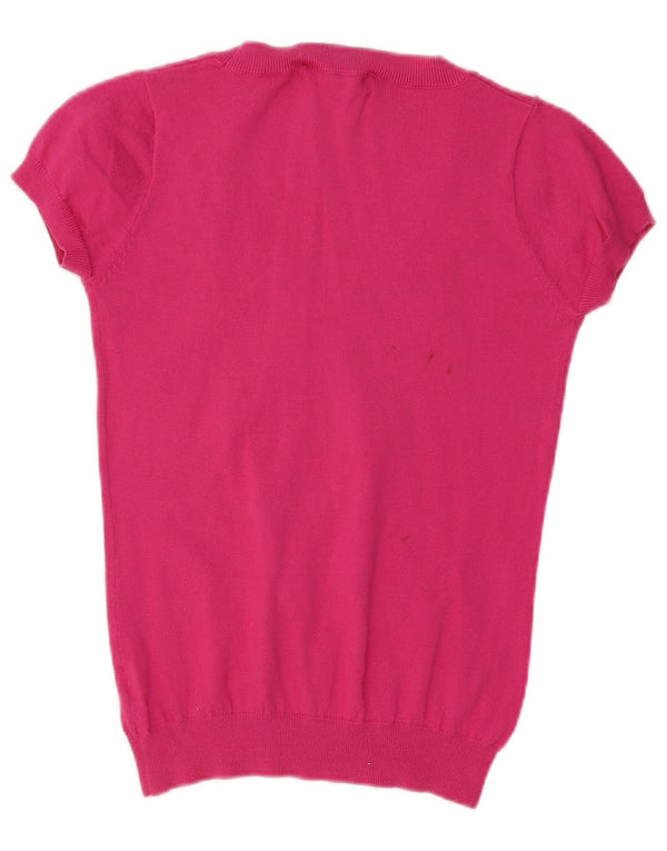 Zara Dame Kortærmet Boat Neck Jumper Sweater UK 14 Large Pink Bomuld