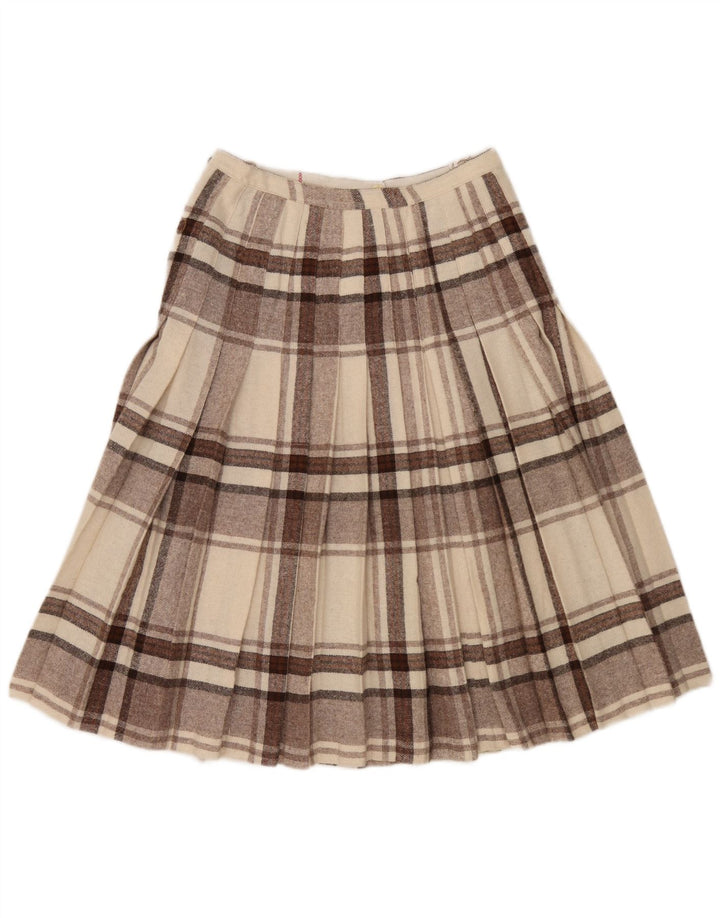 Vintage Womens Kilted Wrap Skirt W28 Medium  Brown Check