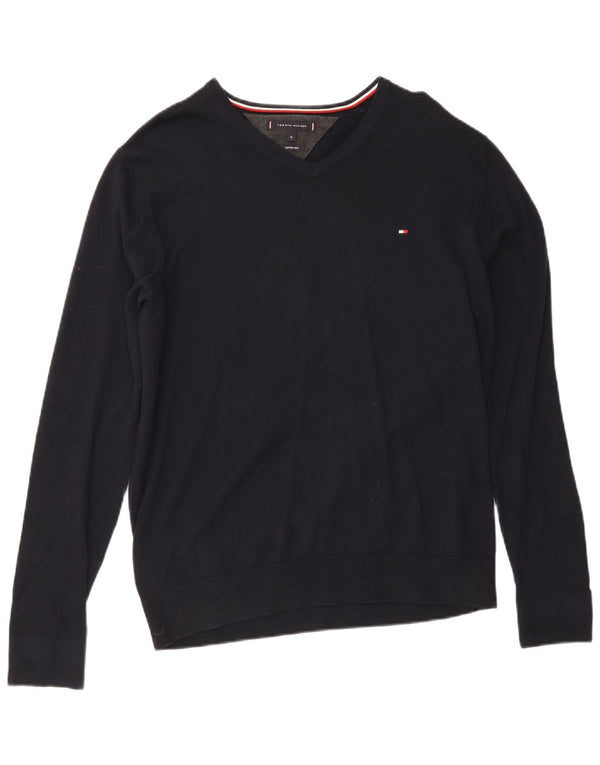 Tommy Hilfiger Herren-Pullover mit V-Ausschnitt, XL, marineblaue Baumwolle
