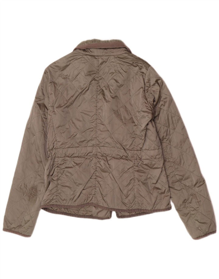 Max Mara Damen Steppjacke UK 10 Small Khaki Polyester