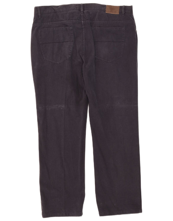 Marks & Spencer Mens Straight Casual Trousers W40 L29 Navy Blue Cotton