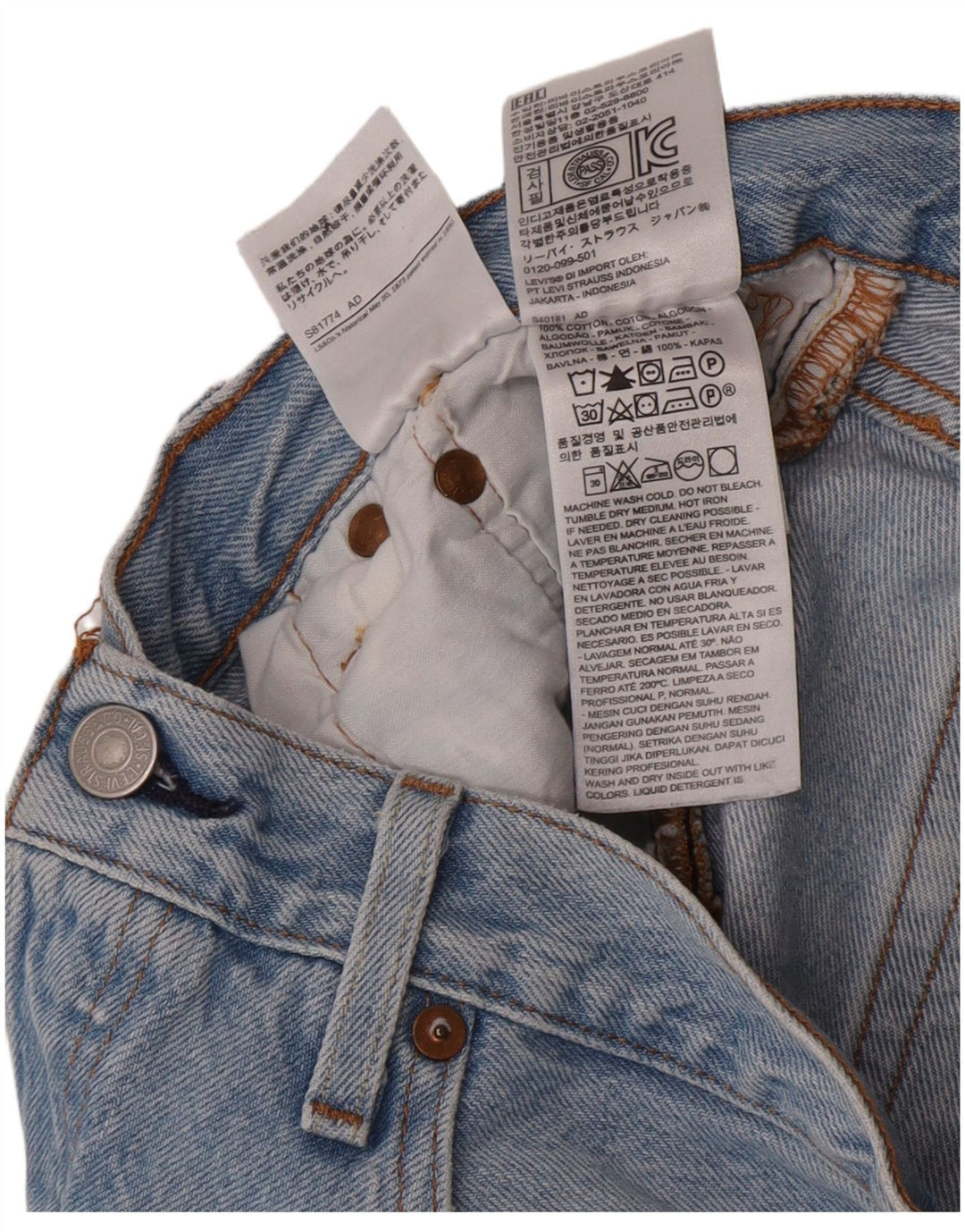 Levi's Womens 501 denimshorts W28 Medium Blue Bomuld