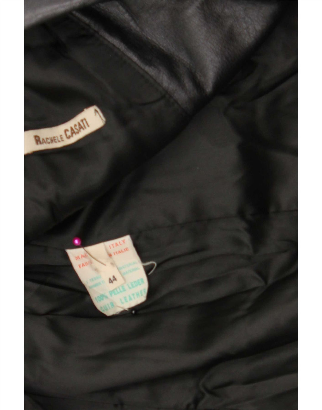 Abrigo de cuero vintage para mujer IT 44 Medium Black