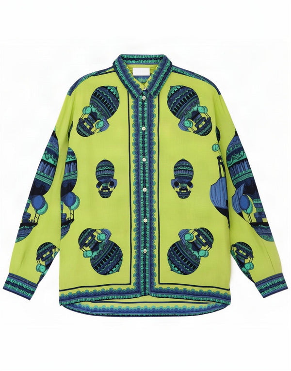 Blusa de camisa gráfica feminina preta Penny UK 12 Viscose verde médio