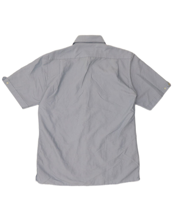 Pierre Cardin Mens Short Sleeve Regular Fit Shirt Medium Blue Cotton