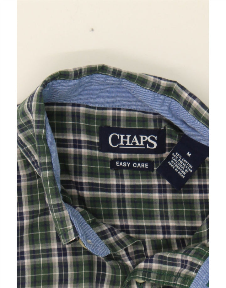 CHAPS Mens Easy Care Flannel Shirt Medium Green Check Cotton Vintage Chaps and Second-Hand Chaps from Messina Hembry 