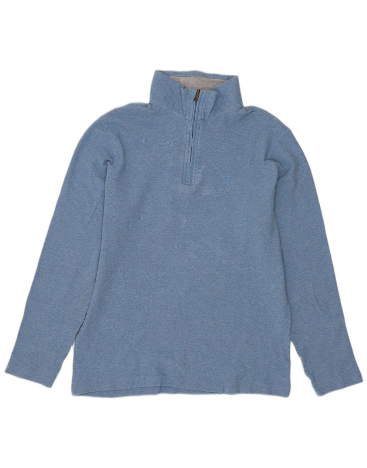 IZOD Womens Zip Neck Sweatshirt Jumper UK 14 Medium Blue