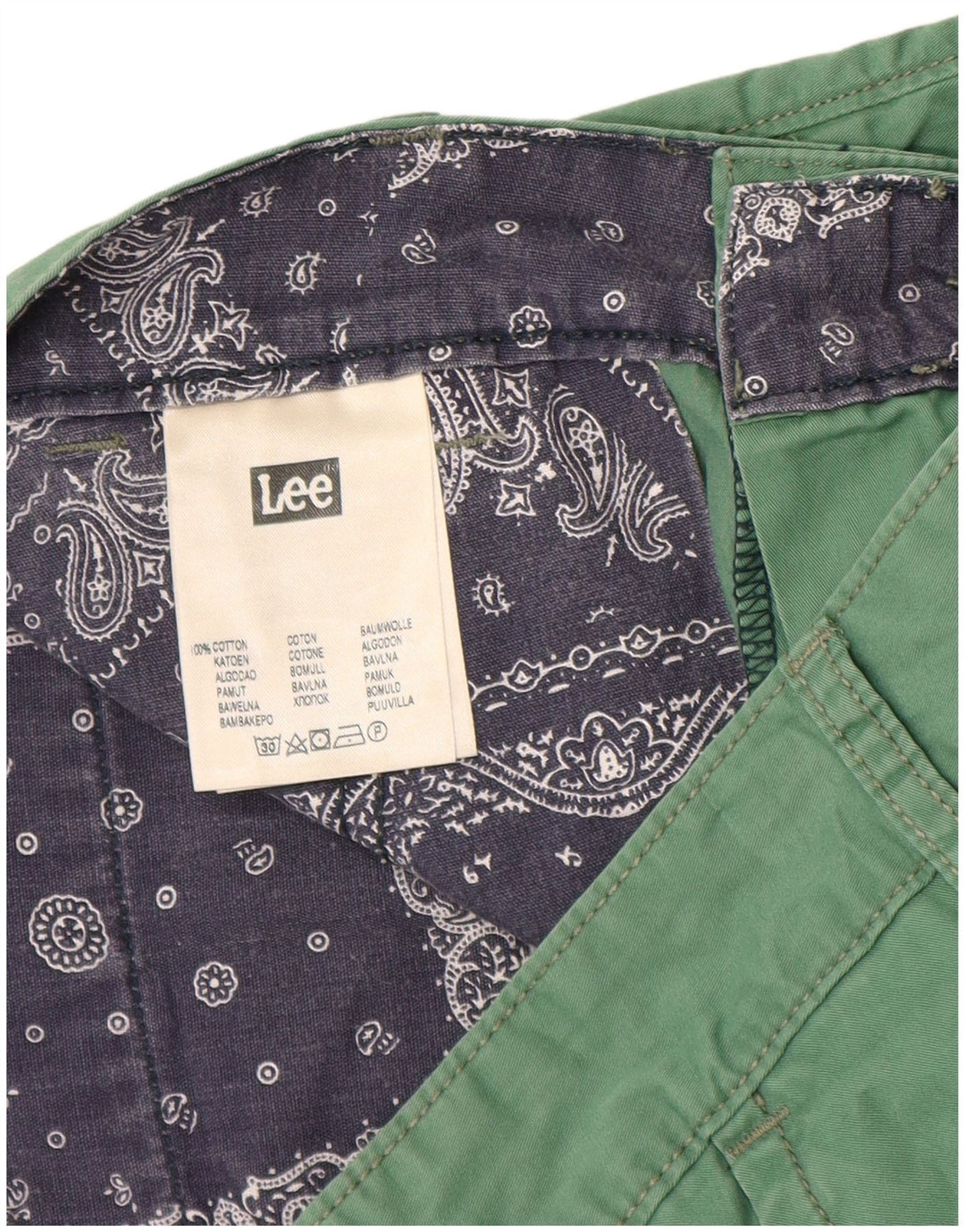 Lee Mens Chino Shorts W31 Medium Green Cotton
