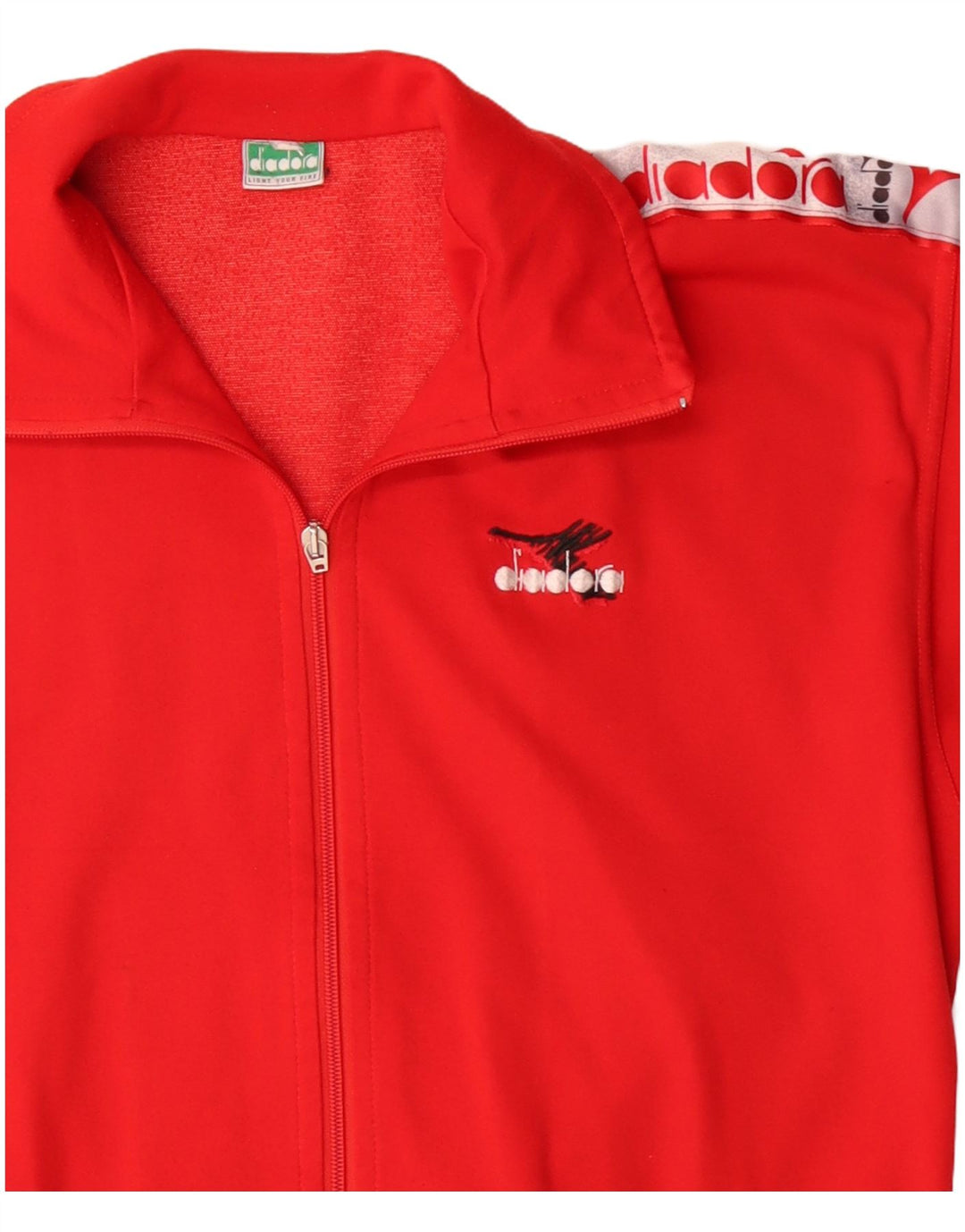Diadora Mens Graphic Tracksuit Top Jacket Small Red Colourblock Polyester