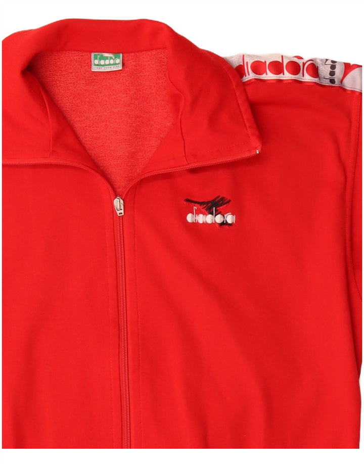 Diadora Mens Graphic Tracksuit Top Jacket Small Red Colourblock Polyester