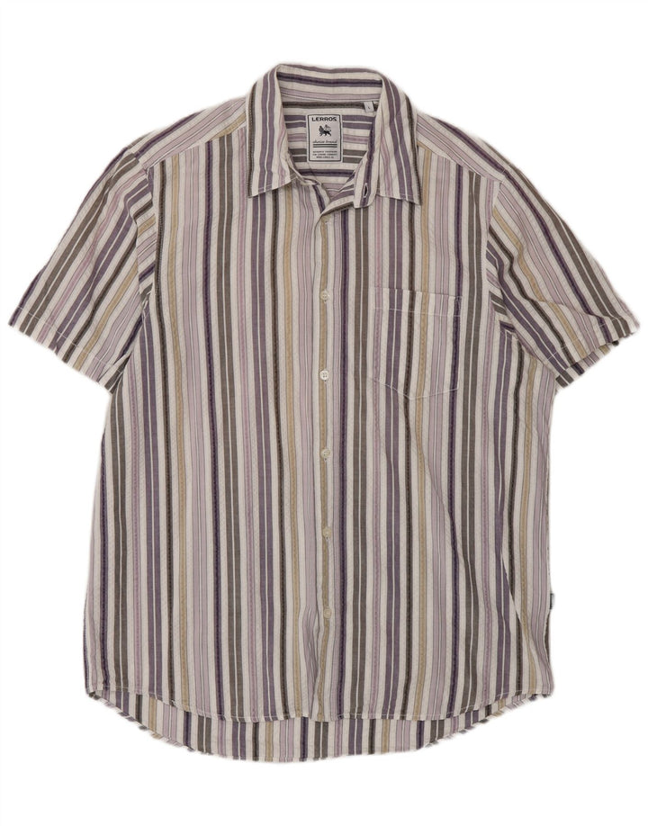 Lerros Mens Short Sleeve Regular Fit Shirt Large Multicoloured Striped