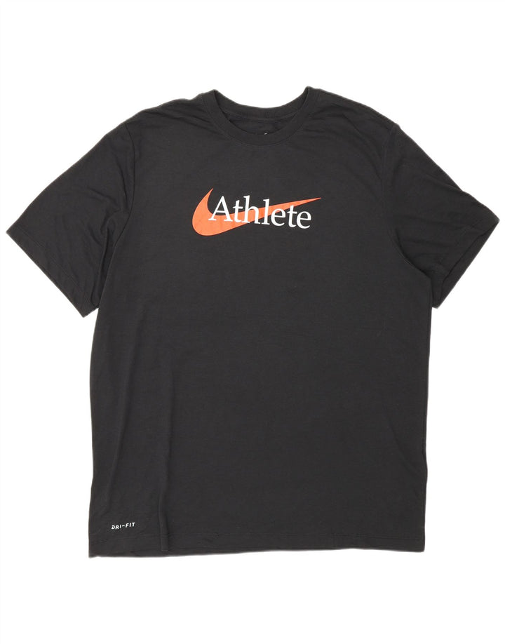 Nike Mens Dri Fit Graphic T-Shirt Top XL Black Polyester