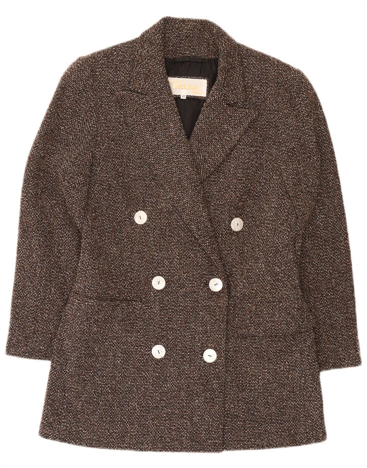 Delba Chaqueta tipo blazer con doble botonadura para mujer EU 42 Large Lana moteada marrón