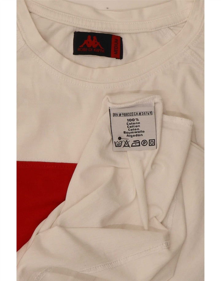 Kappa Mens T-Shirt Top Medium White Colourblock Cotton