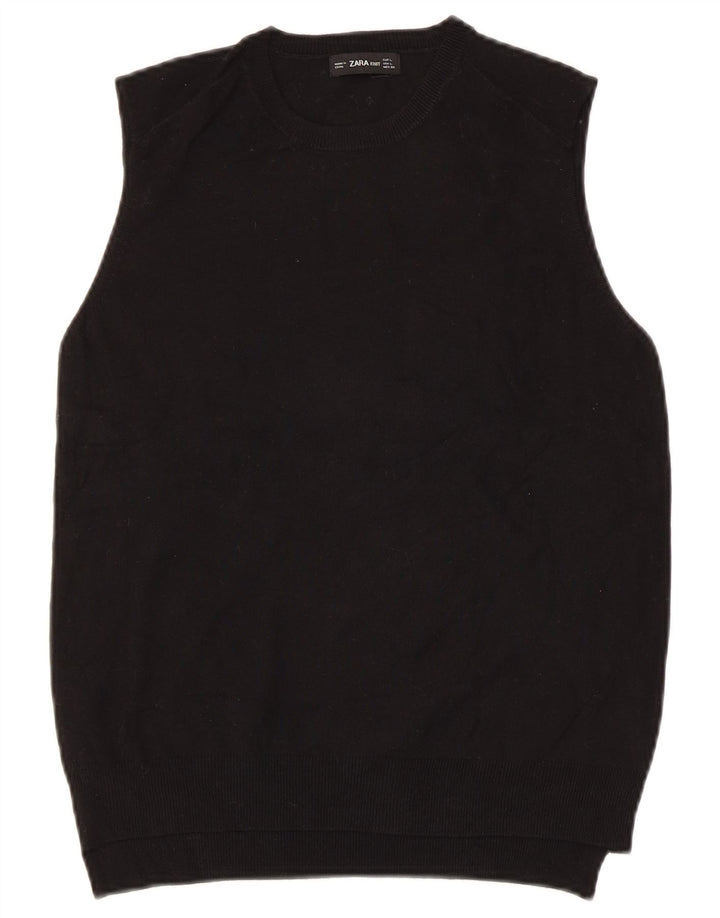 Zara Womens Vest Tank Top UK 14 Large Black Viscose
