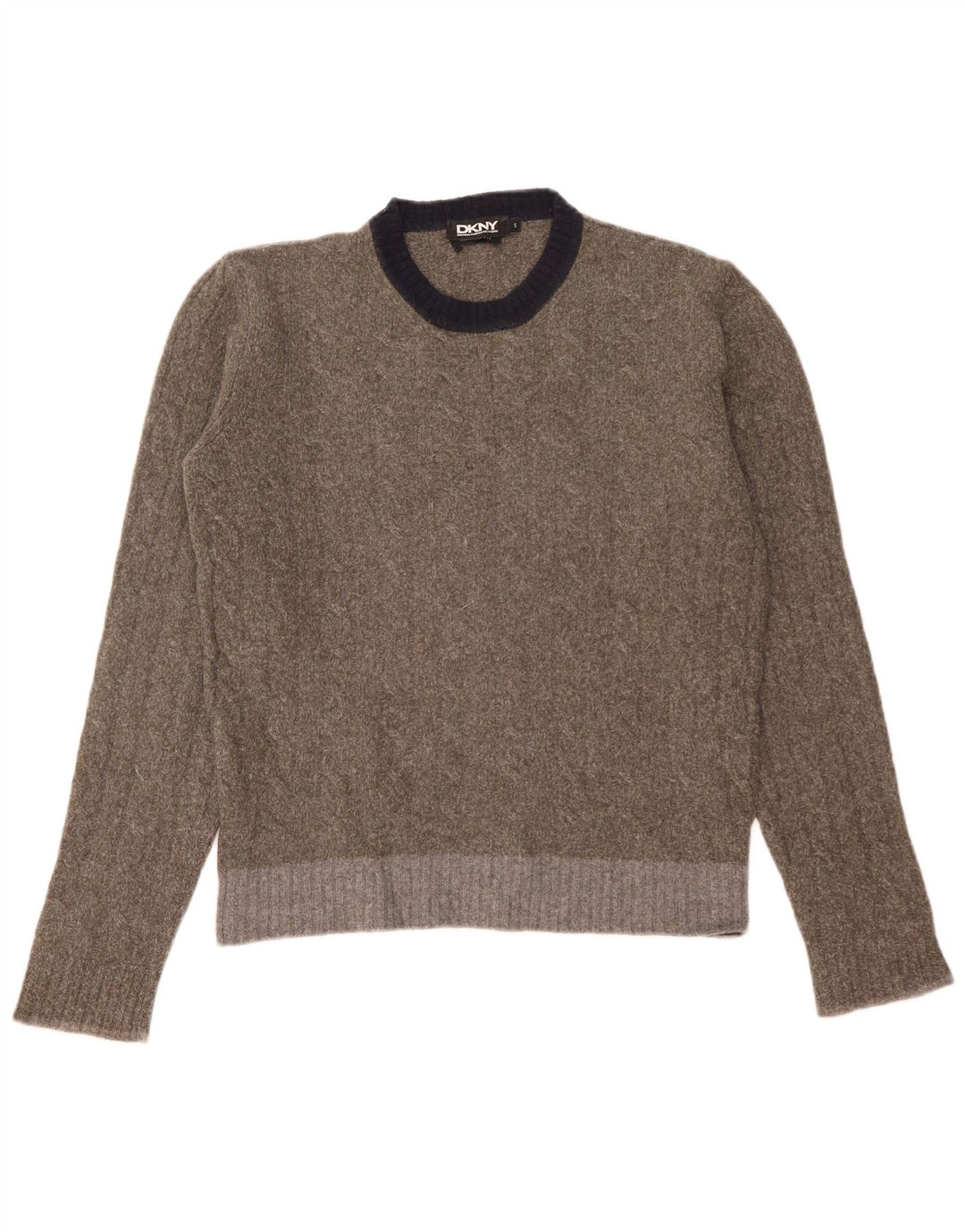 Dkny Mens Crew Neck Jumper Sweater Small Grey Colourblock Wool