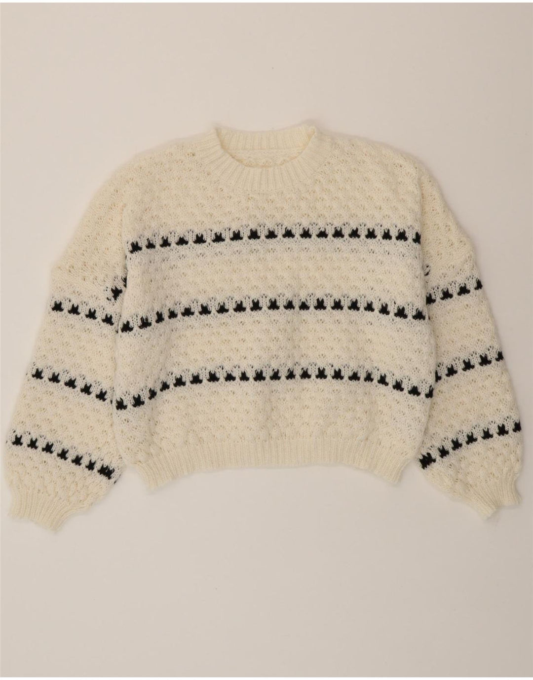SHEIN Womens Oversized Crew Neck Jumper Sweater UK 10 Small Off White Vintage Shein and Second-Hand Shein from Messina Hembry 