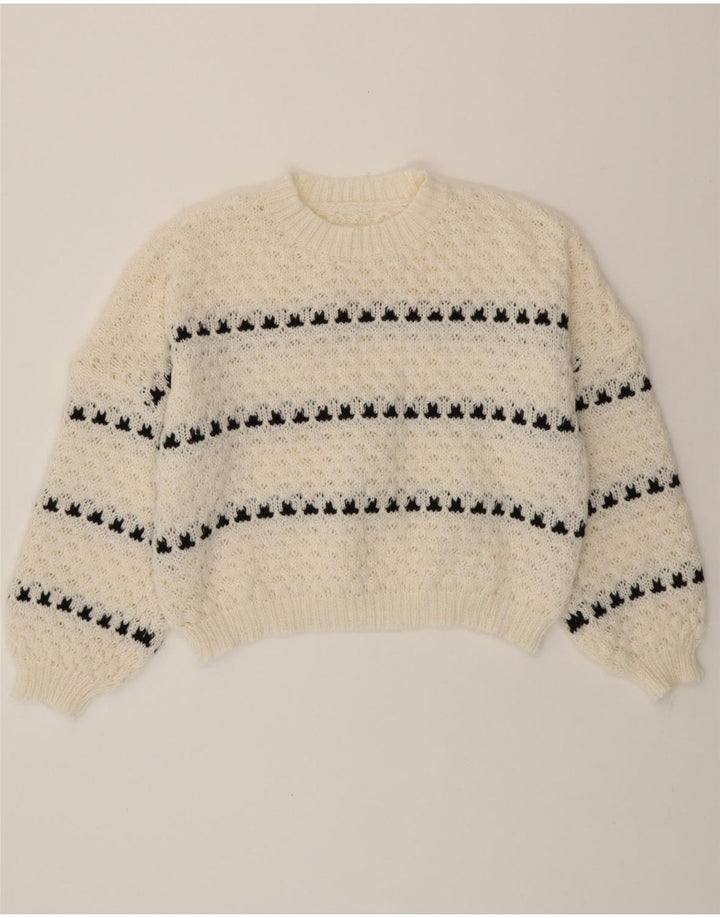 SHEIN Womens Oversized Crew Neck Jumper Sweater UK 10 Small Off White Vintage Shein and Second-Hand Shein from Messina Hembry 
