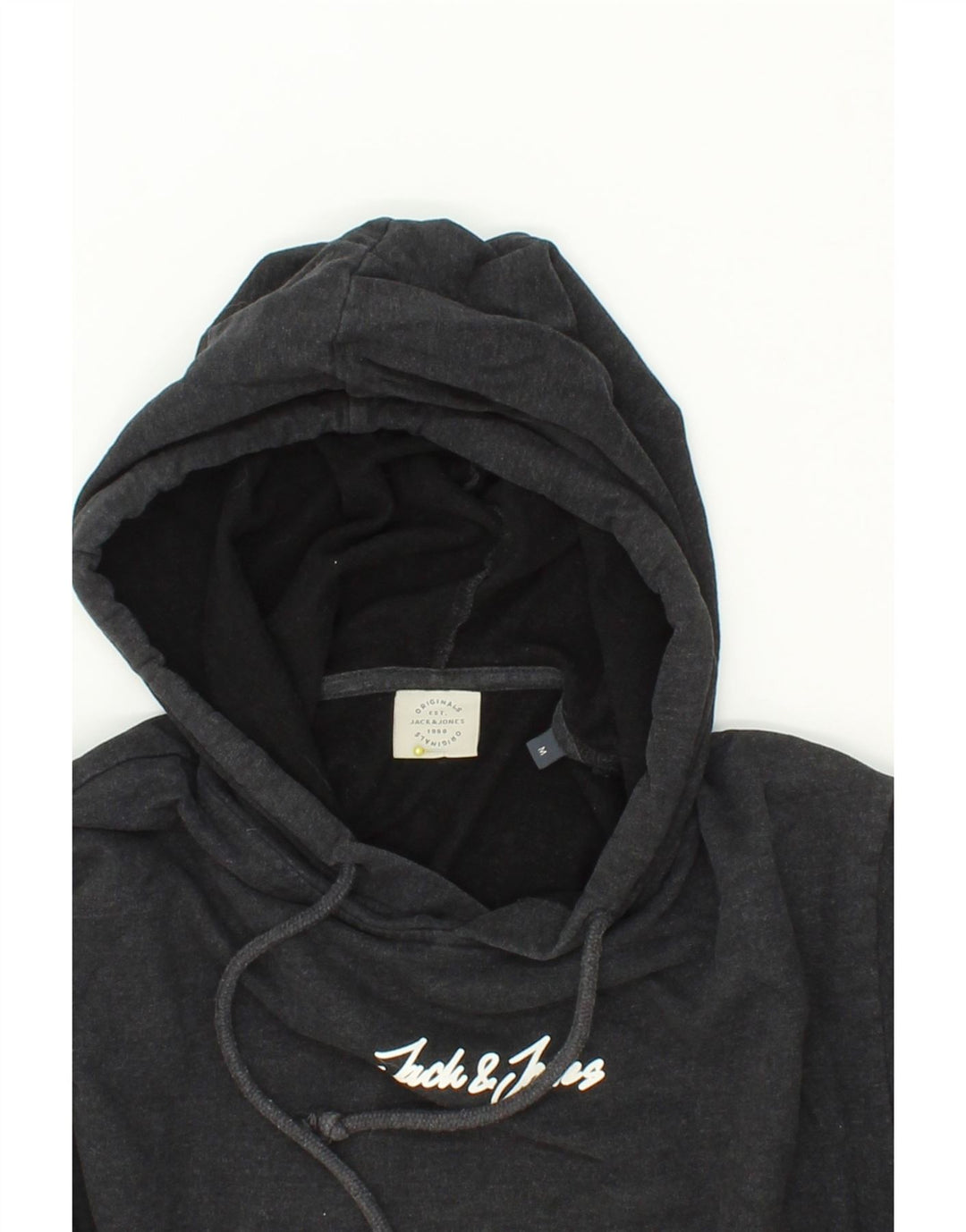 JACK & JONES Mens Graphic Hoodie Jumper Medium Grey Cotton Vintage Jack & Jones and Second-Hand Jack & Jones from Messina Hembry 