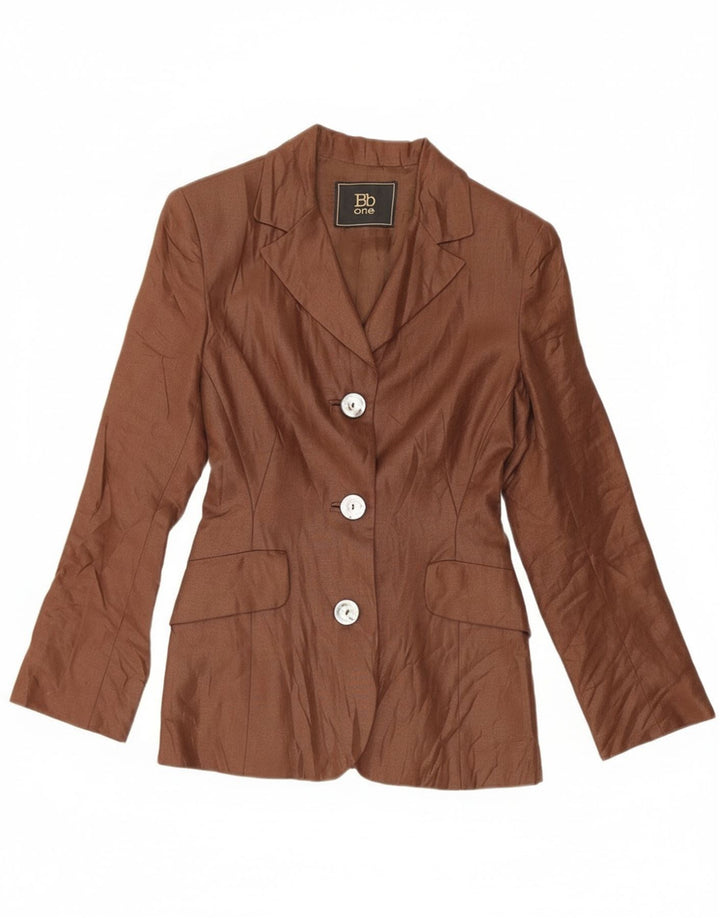 Vintage Womens 3 Button Blazer Jacket UK 10 Small Brown