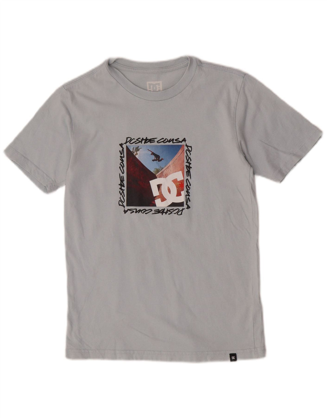 DC Boys Graphic T-Shirt Top 13-14 Years Large Grey Cotton