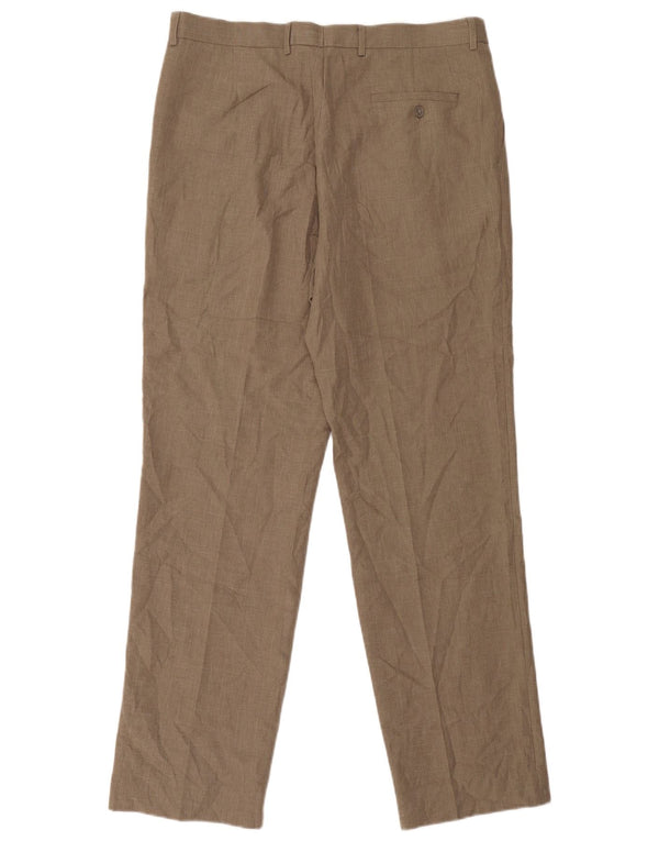 Marks & Spencer Mens Pegged Suit Trousers W36 L33 Beige Polyester