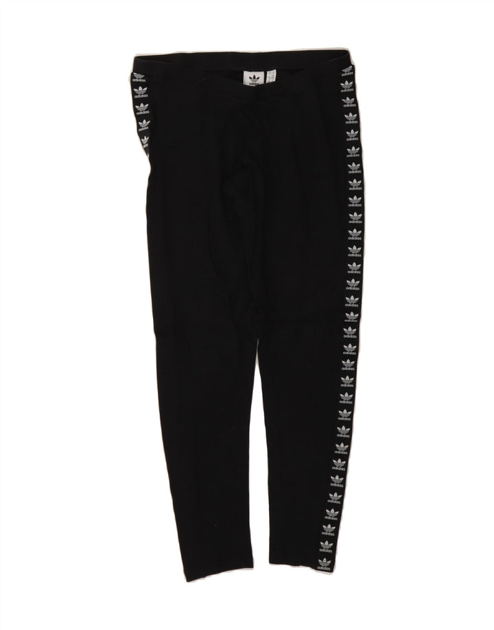 ADIDAS Womens Graphic Leggings UK 14 Medium Black Cotton Vintage Adidas and Second-Hand Adidas from Messina Hembry 