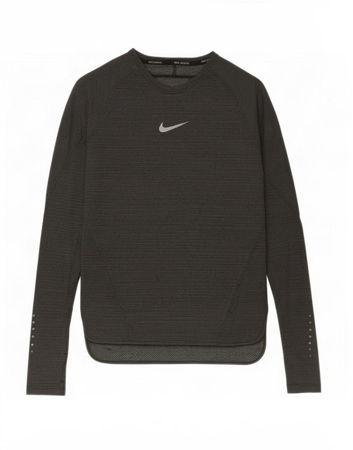 Maglia Nike da uomo a manica lunga piccola in poliestere a righe kaki