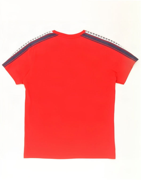 Champion Herre grafisk T-shirt Top Medium Rød Colourblock Bomuld