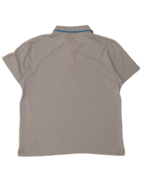 Polo da uomo Puma in cotone a righe grigio medio