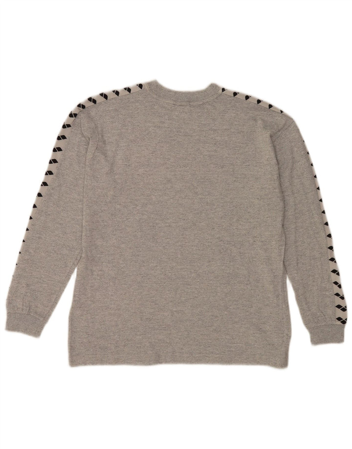 Arena Mens Graphic Top Long Sleeve Small Grey Flecked