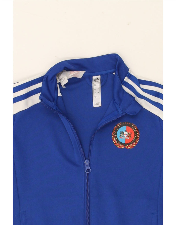 ADIDAS Boys Graphic Tracksuit Top Jacket 9-10 Years Blue Polyester Vintage Adidas and Second-Hand Adidas from Messina Hembry 