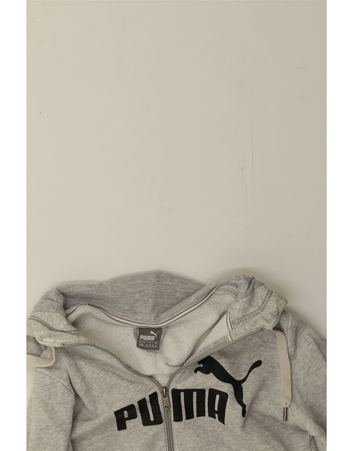 PUMA Womens Graphic Zip Hoodie Sweater UK 12 Medium Grey Vintage Puma and Second-Hand Puma from Messina Hembry 