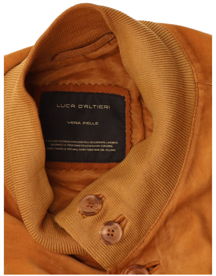 Luca D'altieri Giubbotto Bomber da Uomo in Pelle Scamosciata IT 50 Large in Pelle Beige