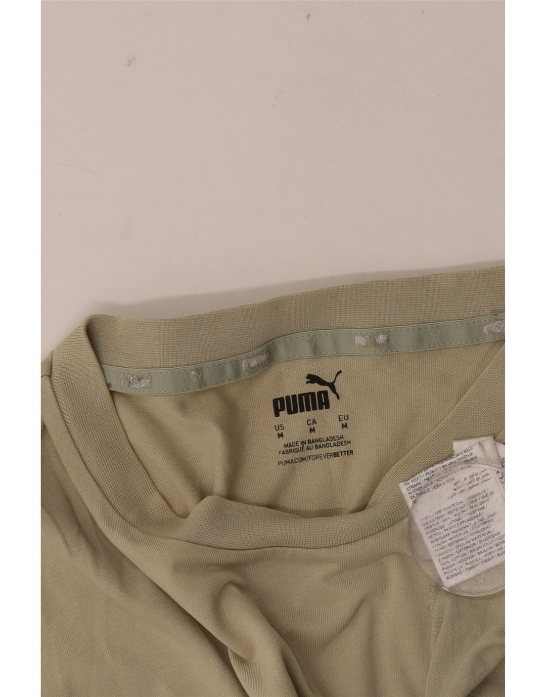 Puma Mens Graphic T-Shirt Top Medium Khaki Colourblock Cotton