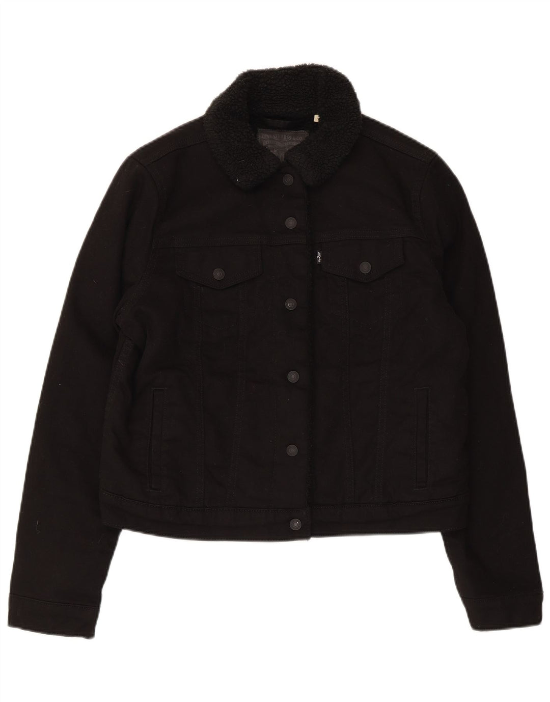 Levi's Dame Denim Sherpa Jacket UK 16 Stor Sort Bomuld