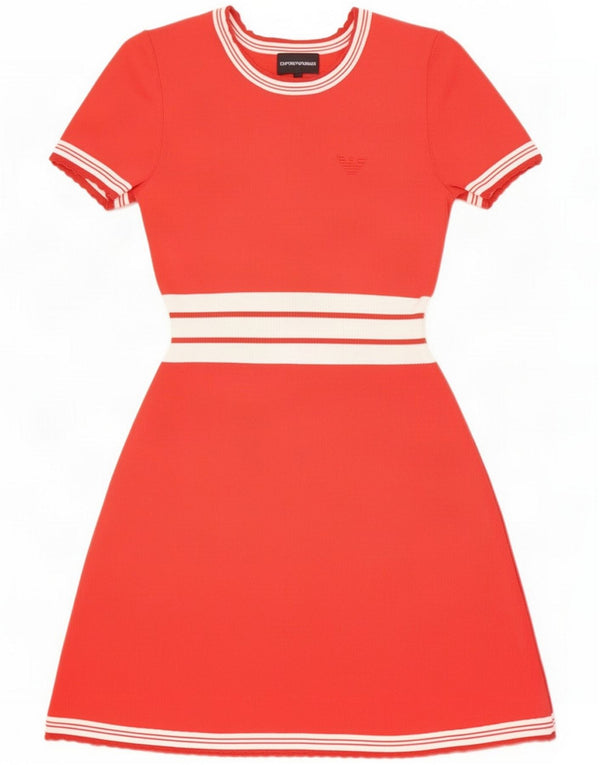 Emporio Armani Abito a trapezio da donna in maglia IT 40 Small Rosso Colourblock