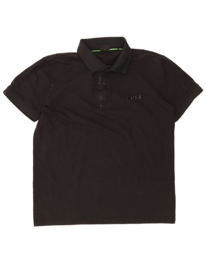 Hugo Boss Mens Stretch Polo Shirt Large Black Cotton