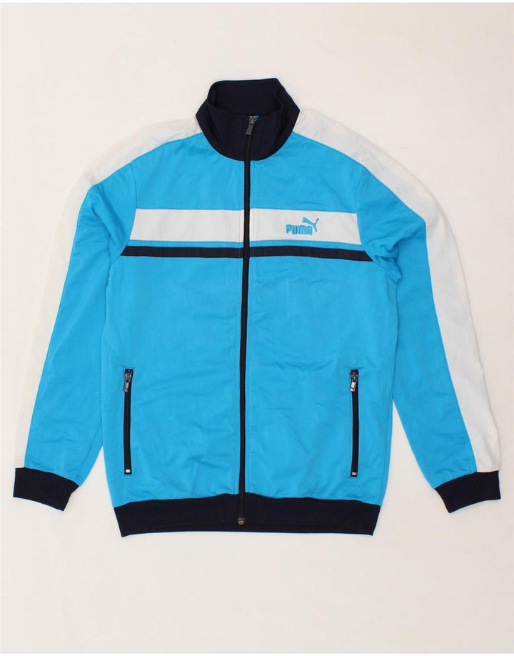 PUMA Boys Tracksuit Top Jacket 13-14 Years XL  Blue Colourblock Vintage Puma and Second-Hand Puma from Messina Hembry 