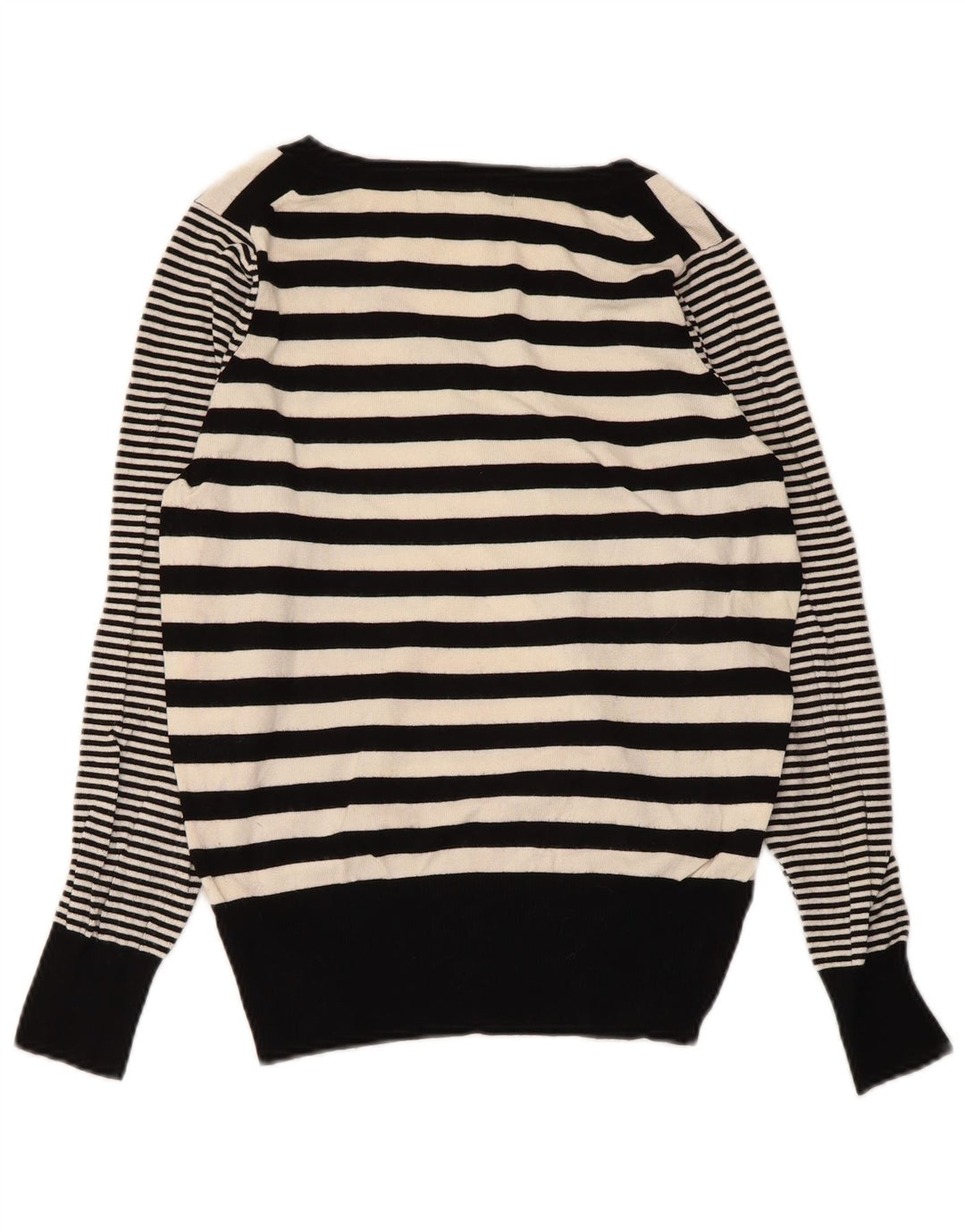 Marks & Spencer Womens V-Neck Jumper Sweater UK 10 Small Black Striped